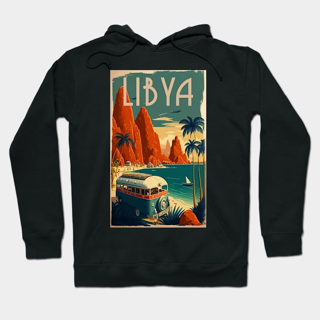 Libya Beach Vintage Travel Art Poster Hoodie by OldTravelArt